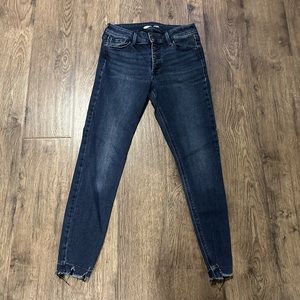 Women's size 2, Old Navy brand, super-skinny, button-up blue jeans.